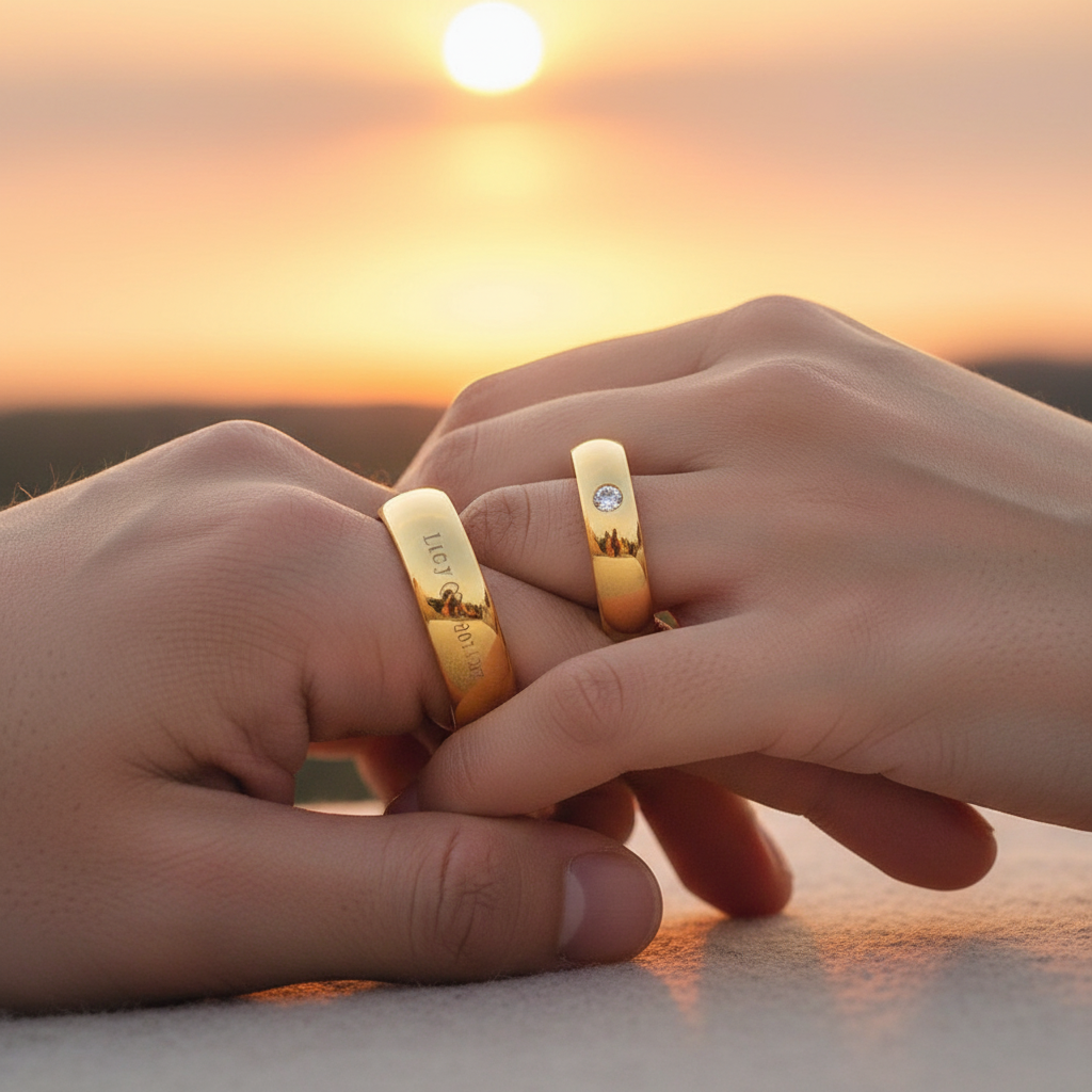 Couple hands with rings