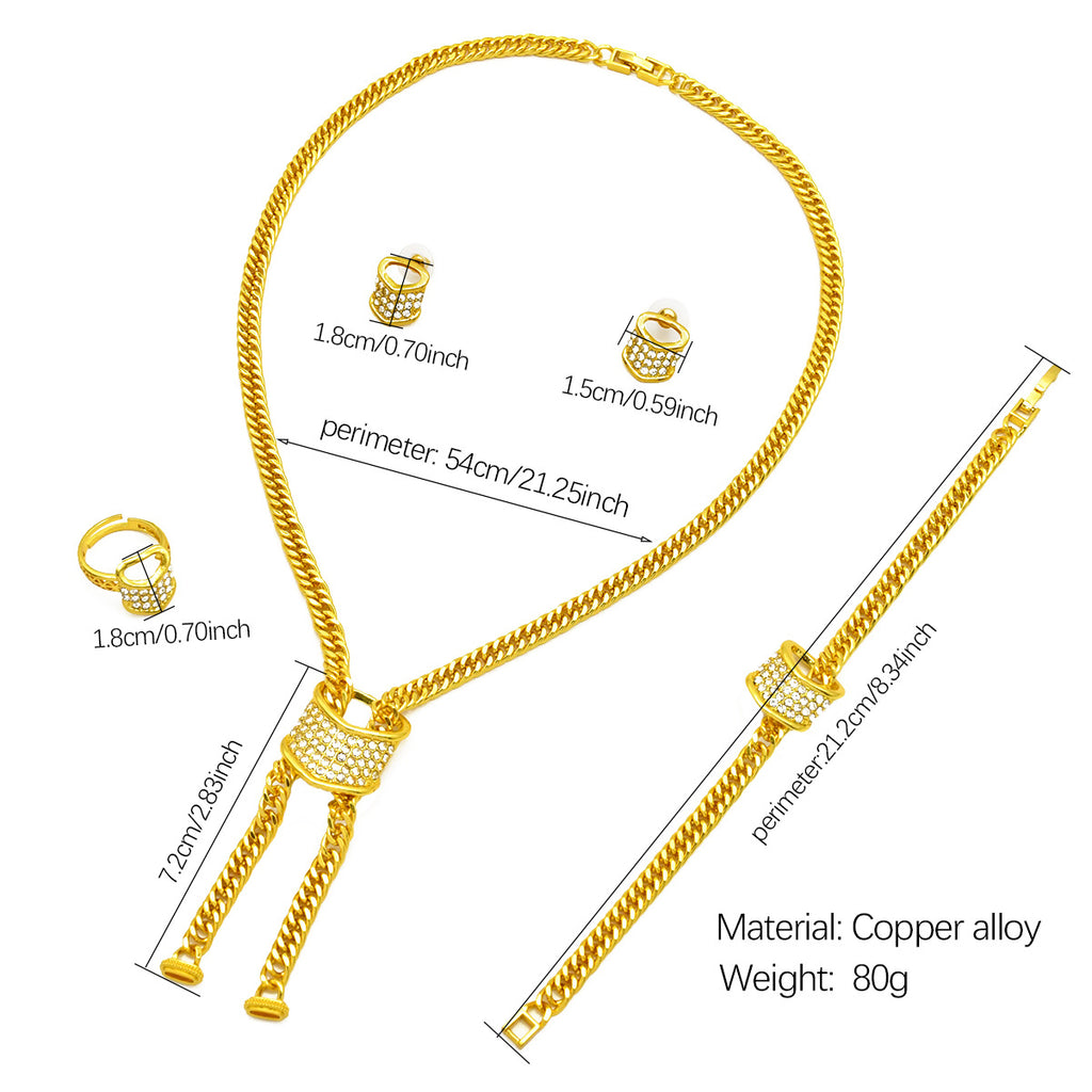 Dubai Bridal Luxe — 24K Gold-Plated Jewelry Set | Necklace, Bracelet, Earrings & Ring