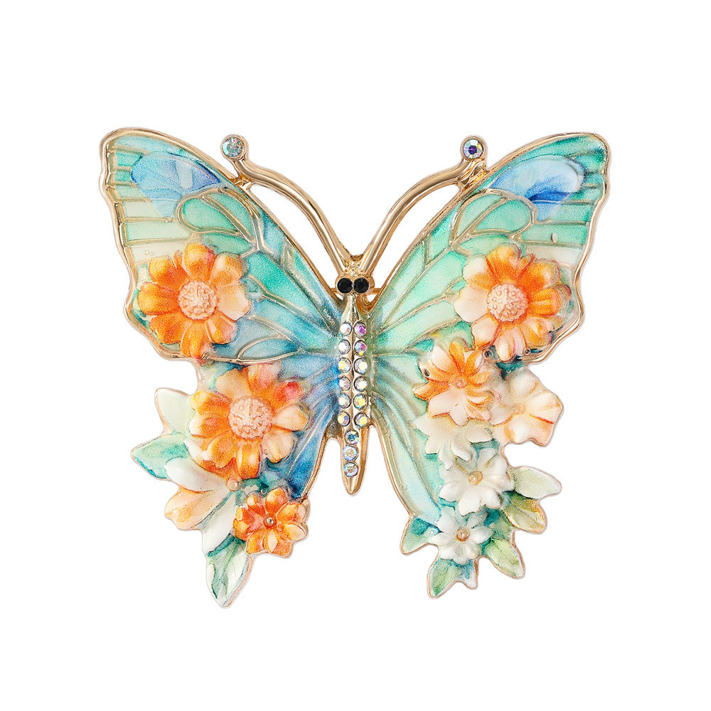 Diamond-Set Butterfly Brooch — Enamel Luxury Pin