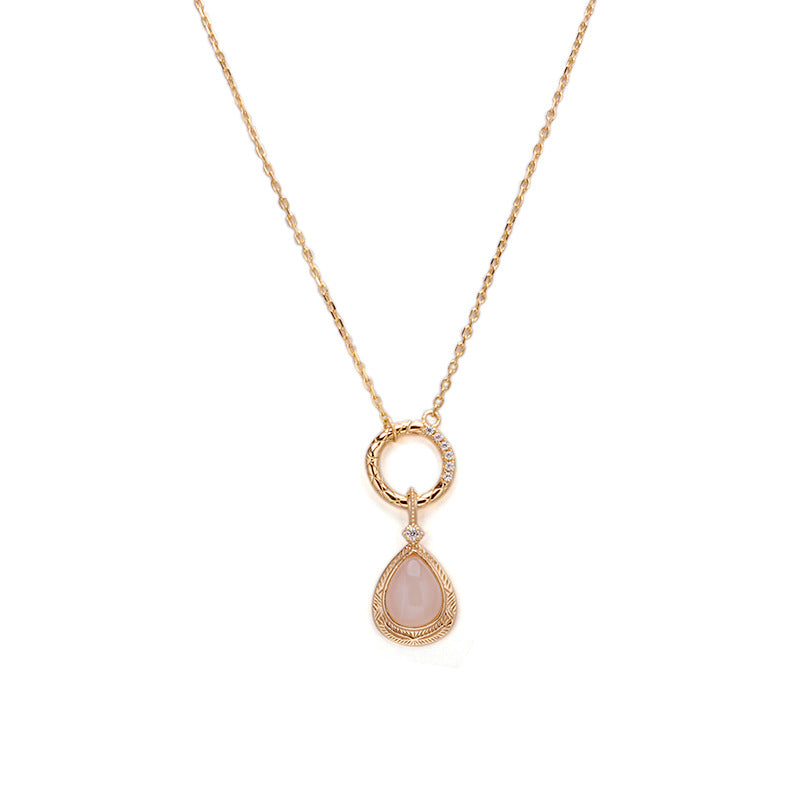 Natural Orange Moonstone Pendant | 925 Silver & Geometric Luxury