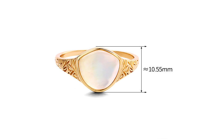 Vintage Carved Shell & Crystal Silver Ring | Luxury Women's Jewelry