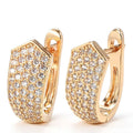 Gold Zircon Stud Earrings | Diamond-Cut Luxury Earrings for Women