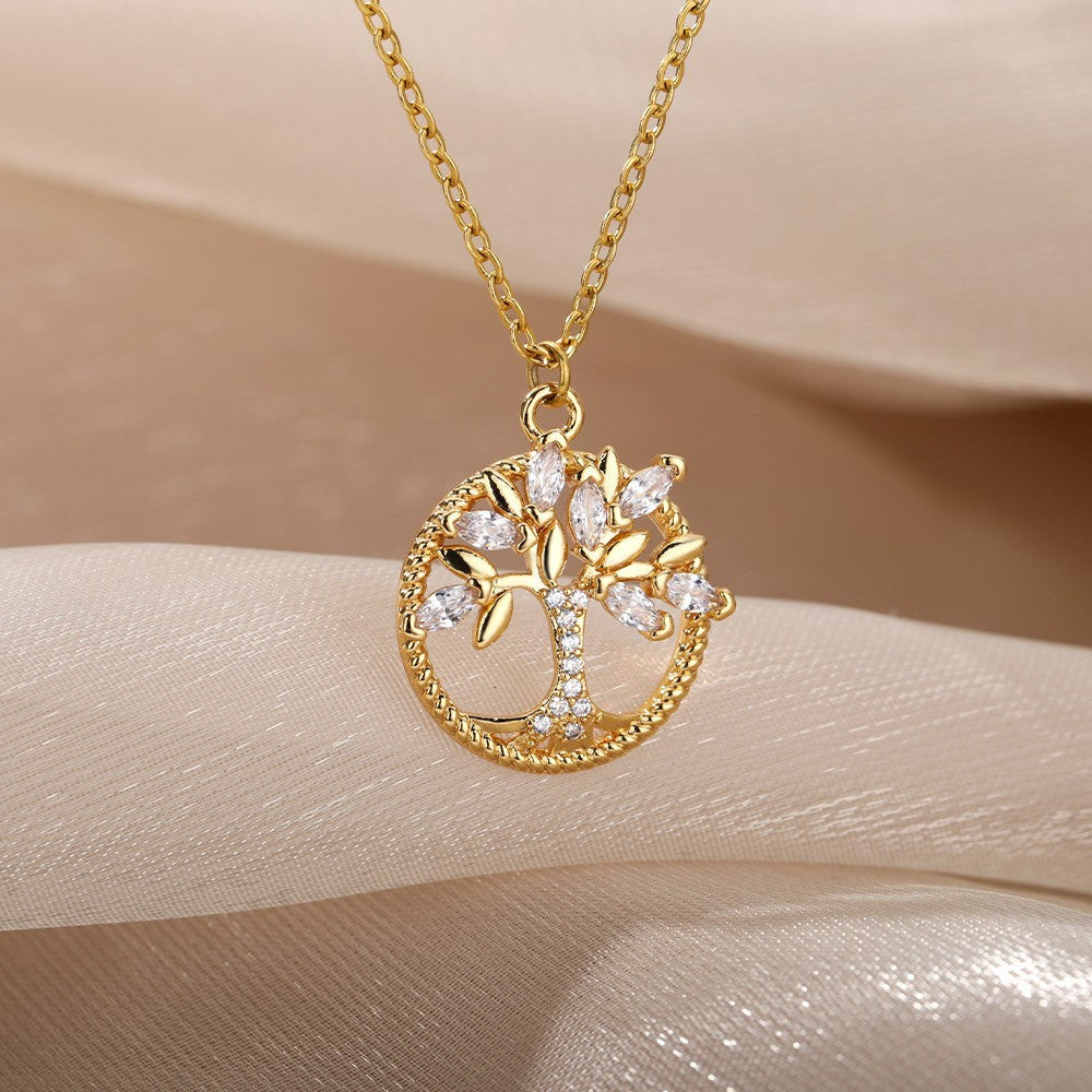 Tree of Life Necklace — Luxury Rhinestone Pendant