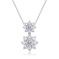 Moissanite Flower Pendant Necklace – Platinum-Plated Sterling Silver
