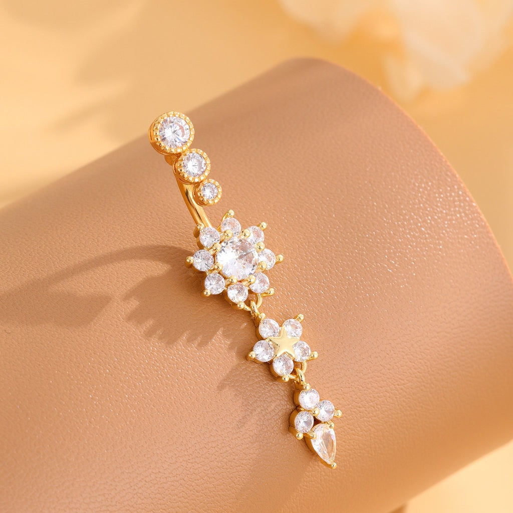 Zircon Navel Piercing Ring | Luxury Body Jewellery | Gold & Silver