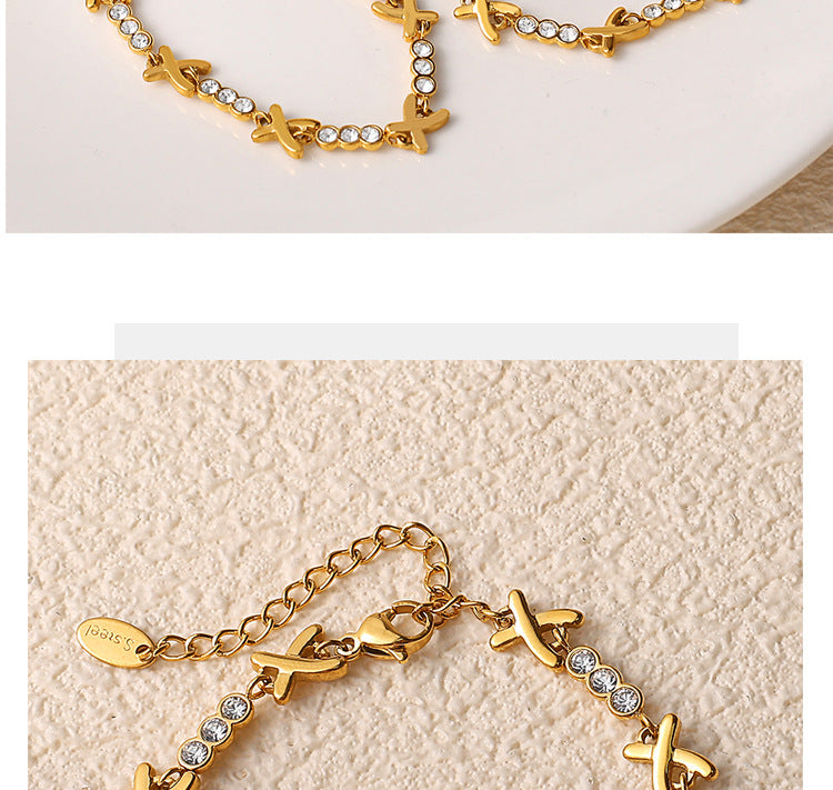 X Diamond Necklace & Bracelet Set — Sparkling Luxury