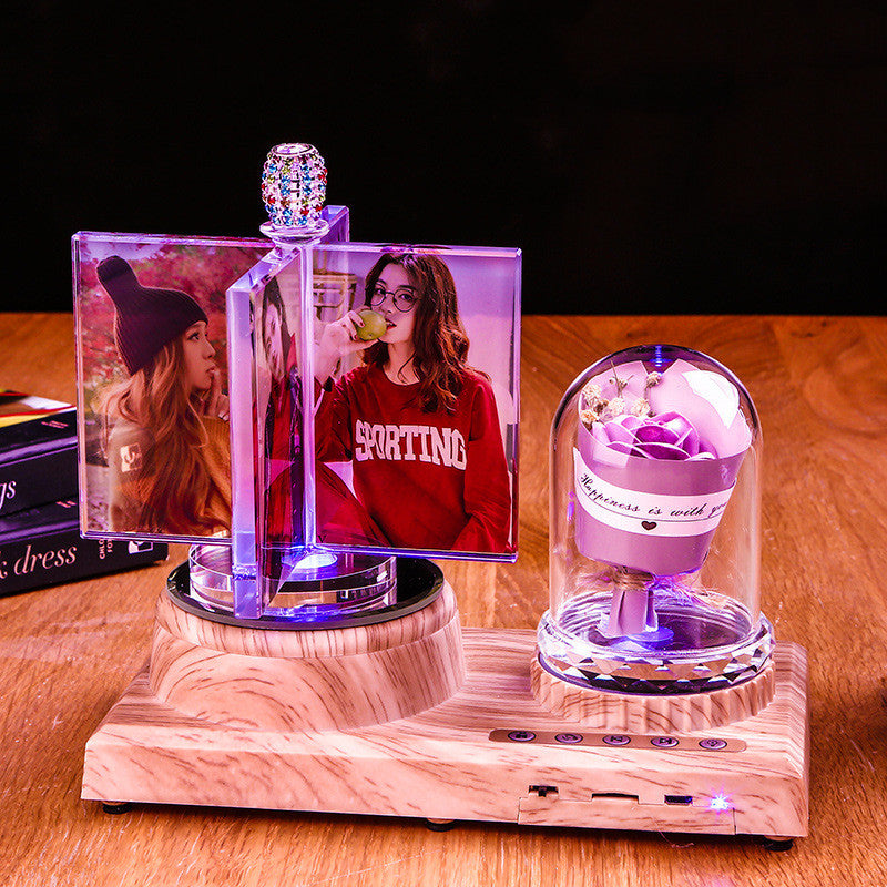 Crystal Music Lamp & Rose Gift Set — Romantic Luxury Collection