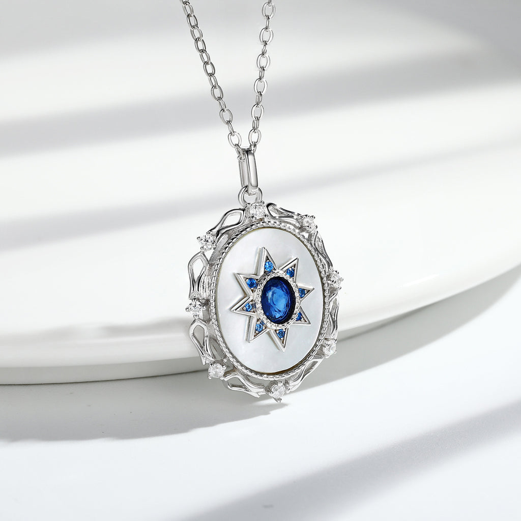 925 Sterling Silver Natural Sapphire Platinum Gold Luxury Pendant Necklace