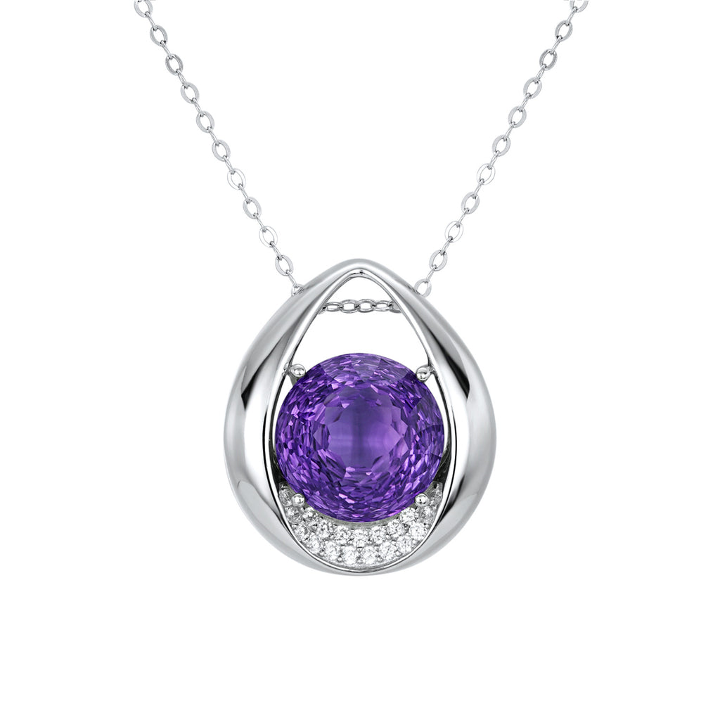 Violet Amethyst Drop Pendant 925 Sterling Silver Luxury Necklace