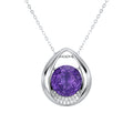 Violet Amethyst Drop Pendant 925 Sterling Silver Luxury Necklace