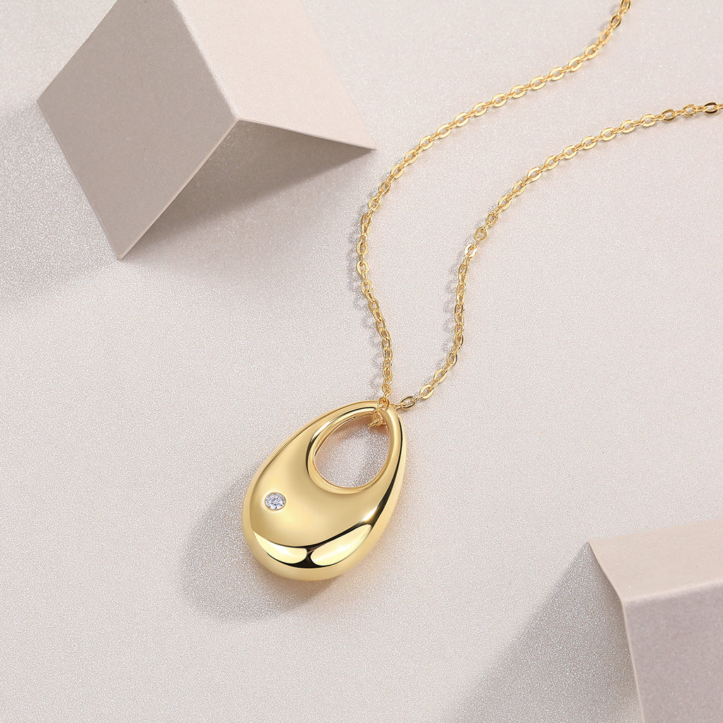 Evening Love Moissanite Pendant Necklace | S925 Silver with Gold Plating