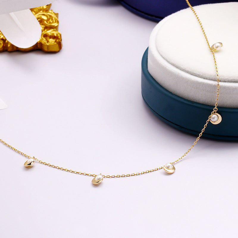 Lune — Natural Pearl Collarbone Necklace | 925 Silver