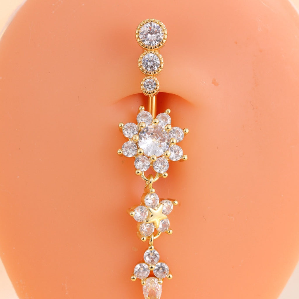 Zircon Navel Piercing Ring | Luxury Body Jewellery | Gold & Silver