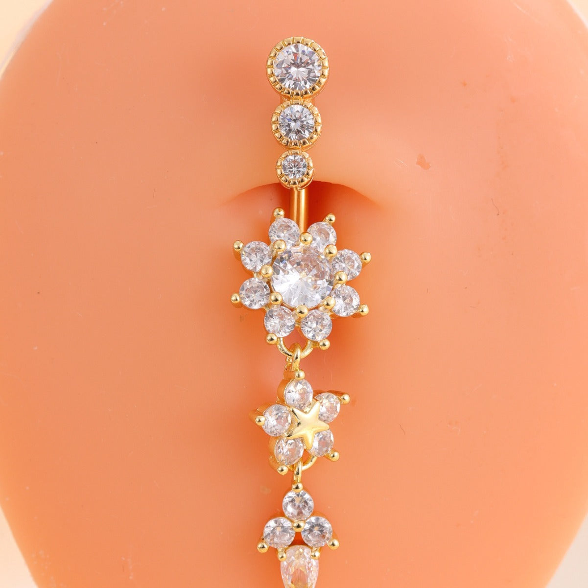 Zircon Navel Piercing Ring | Luxury Body Jewellery | Gold & Silver