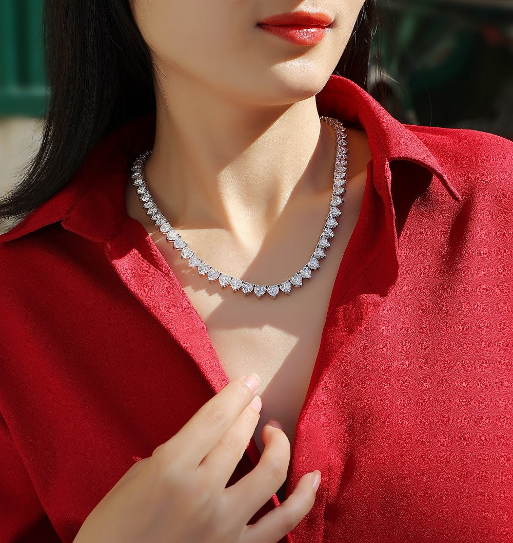 Romantic Gravity — 1-carat Moissanite Pendant Necklace | S925 Platinum-plated Silver