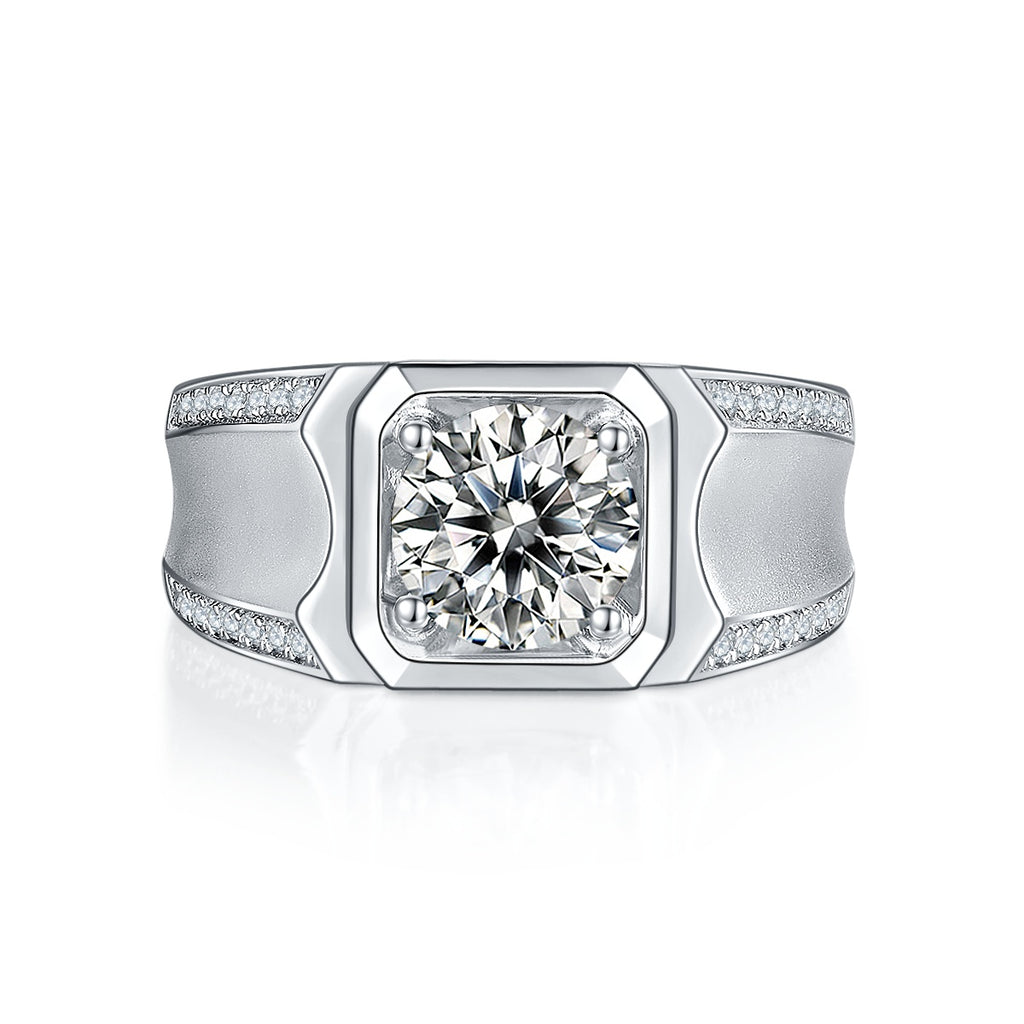 Morganite Ring for Men — S925 Silver with Platinum Coating | 2 & 3 Carat