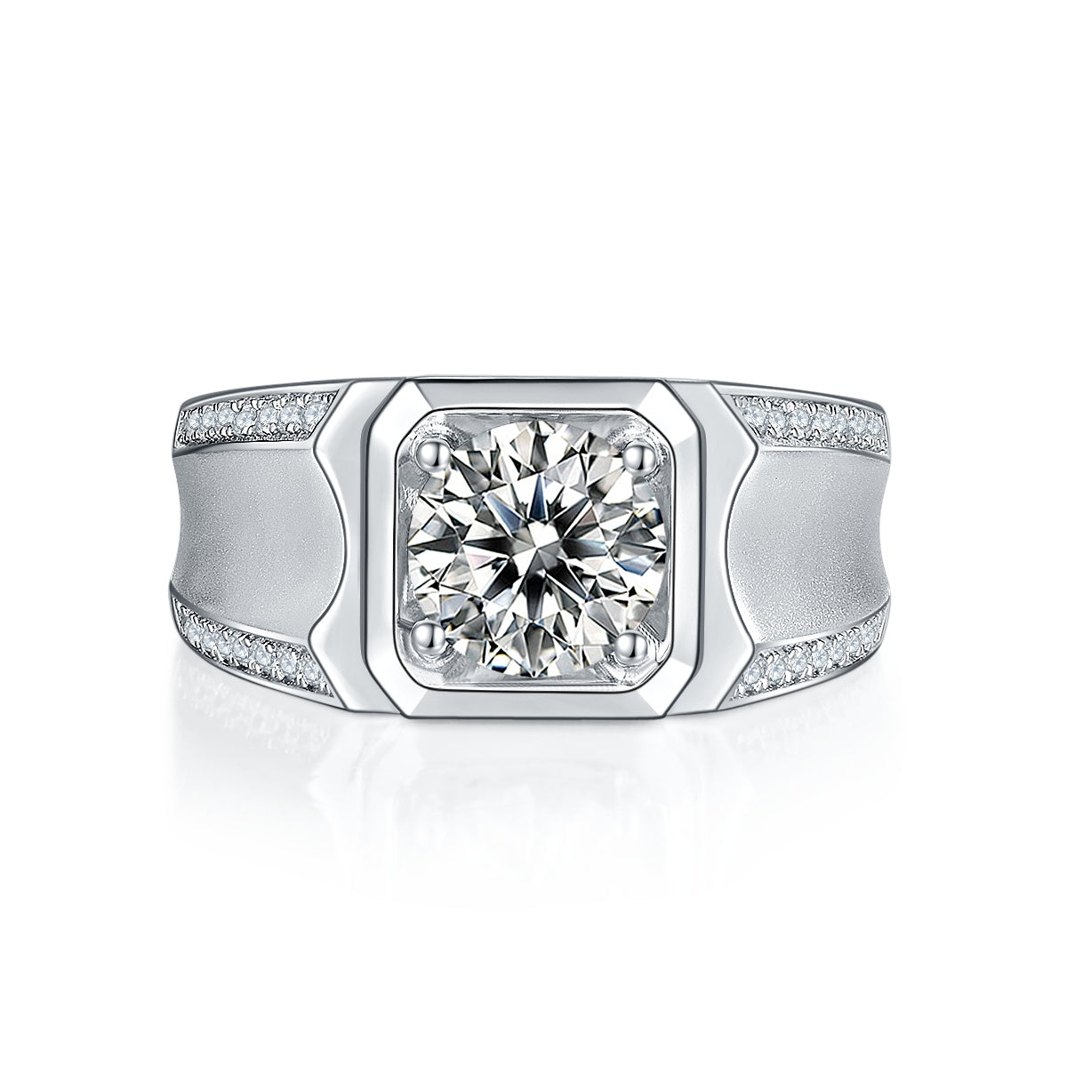 Morganite Ring for Men — S925 Silver with Platinum Coating | 2 & 3 Carat