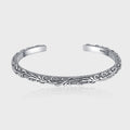 Thai Silver Vintage Tang Grass Carved 925 Sterling Silver Luxury Bracelet