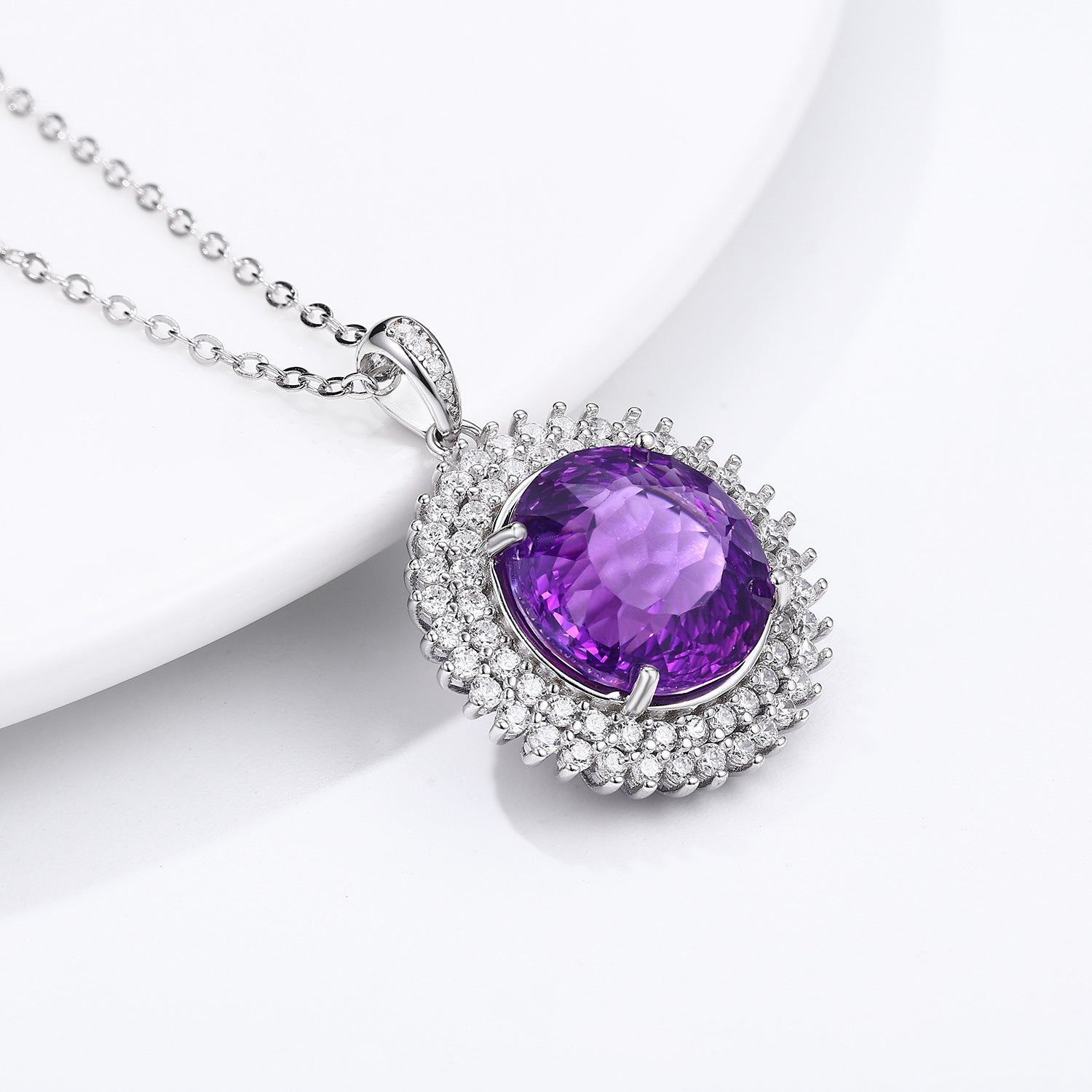 Violet Nest – 925 Silver Platinum Gold Natural Amethyst Luxury Necklace
