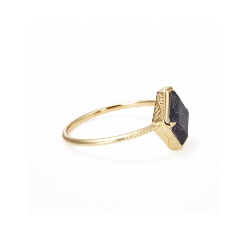 Blue Emerald Geometric Silver Ring | Luxury Women's Jewelry