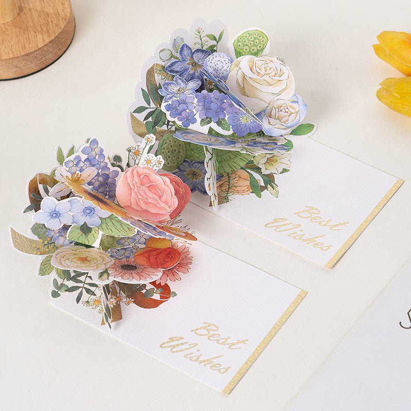 Elegant 3D Floral Greeting Card — Bi-Fold with Matching Envelope