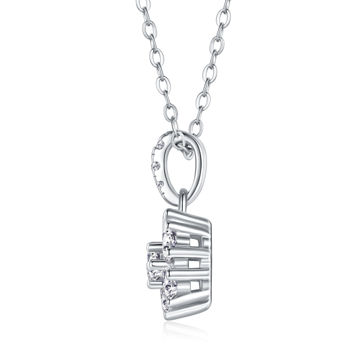 Snowflake Dance – Moissanite Pendant Necklace | Platinum-Plated Sterling Silver