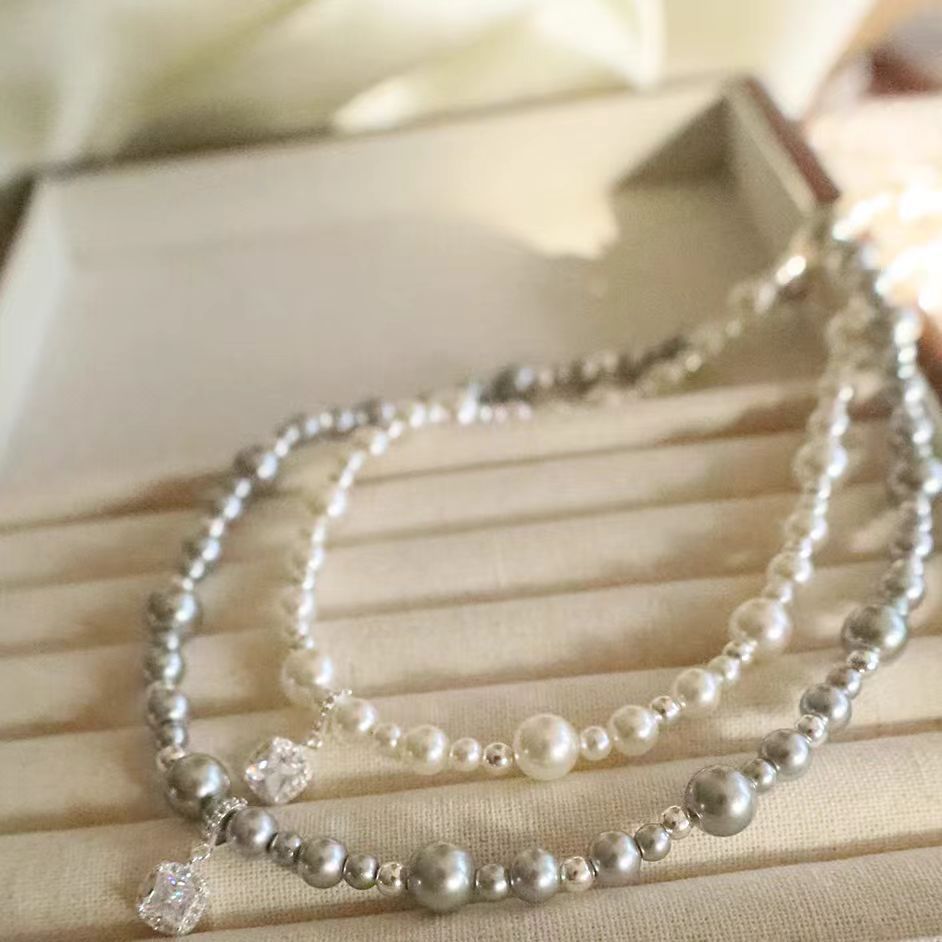 Cube Sugar Pearl Clavicle Necklace | Korean Luxury Star Pendant for Women