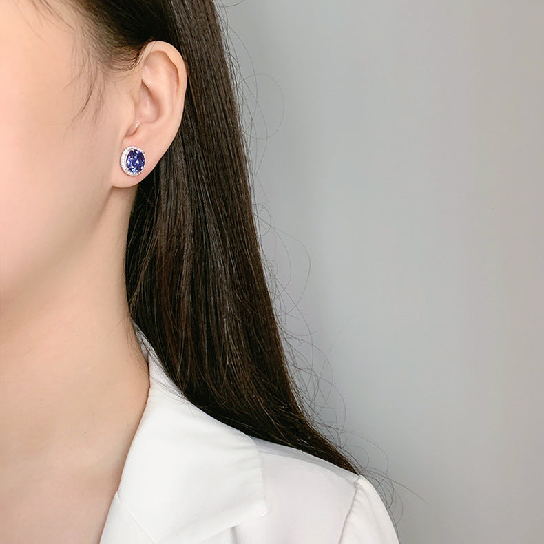 Heart of the Sea – 925 Sterling Silver Pigeon Egg Blue Zircon Luxury Earrings