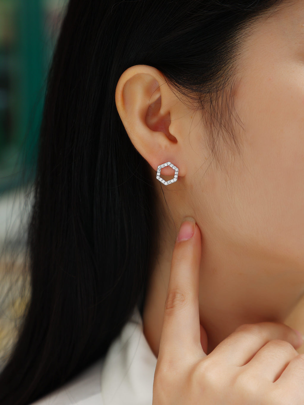 Moissanite Stud Earrings — S925 Silver with Platinum Coating