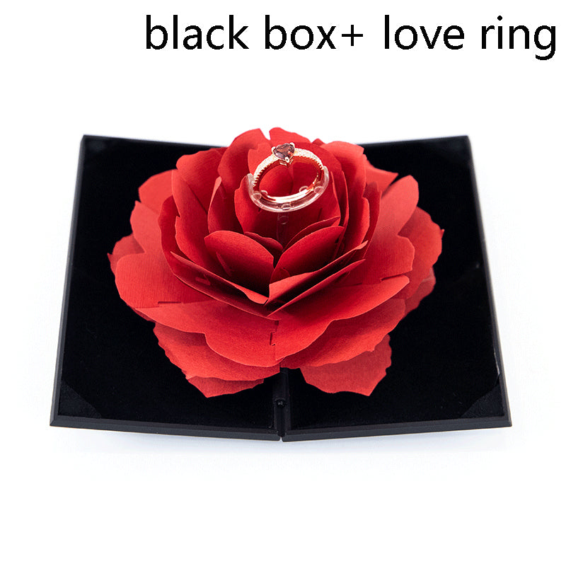 Luxury 3D Rose Heart Rotating Ring Gift Box – Elegant Jewelry Presentation