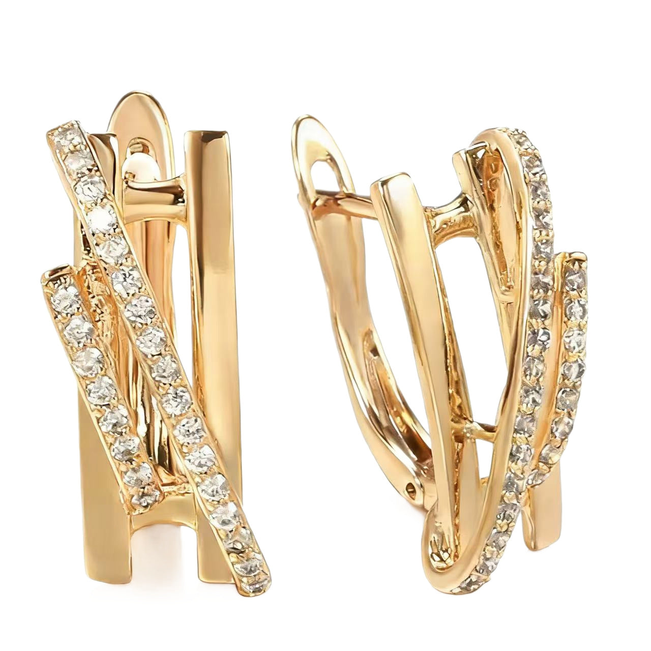 Croix — Gold Zircon Cross Ear Clips
