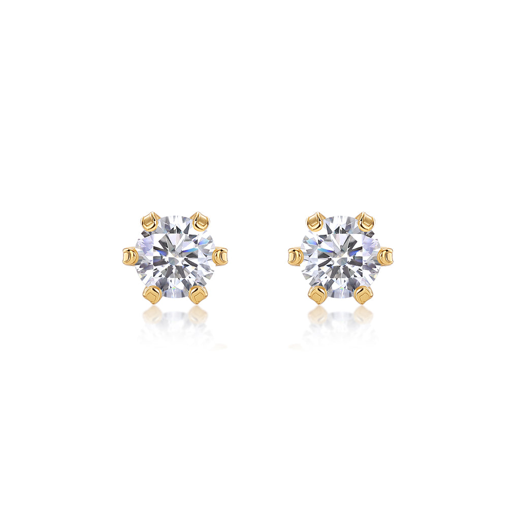 Starlight Solo Dance – Moissanite Stud Earrings | Gold & Platinum Sterling Silver