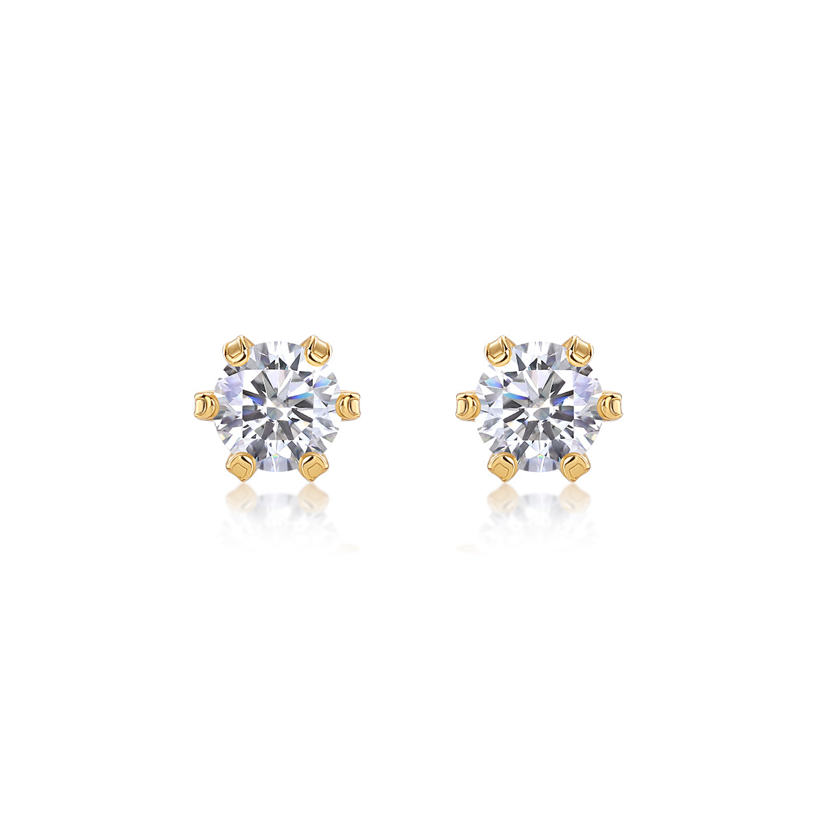 Starlight Solo Dance – Moissanite Stud Earrings | Gold & Platinum Sterling Silver