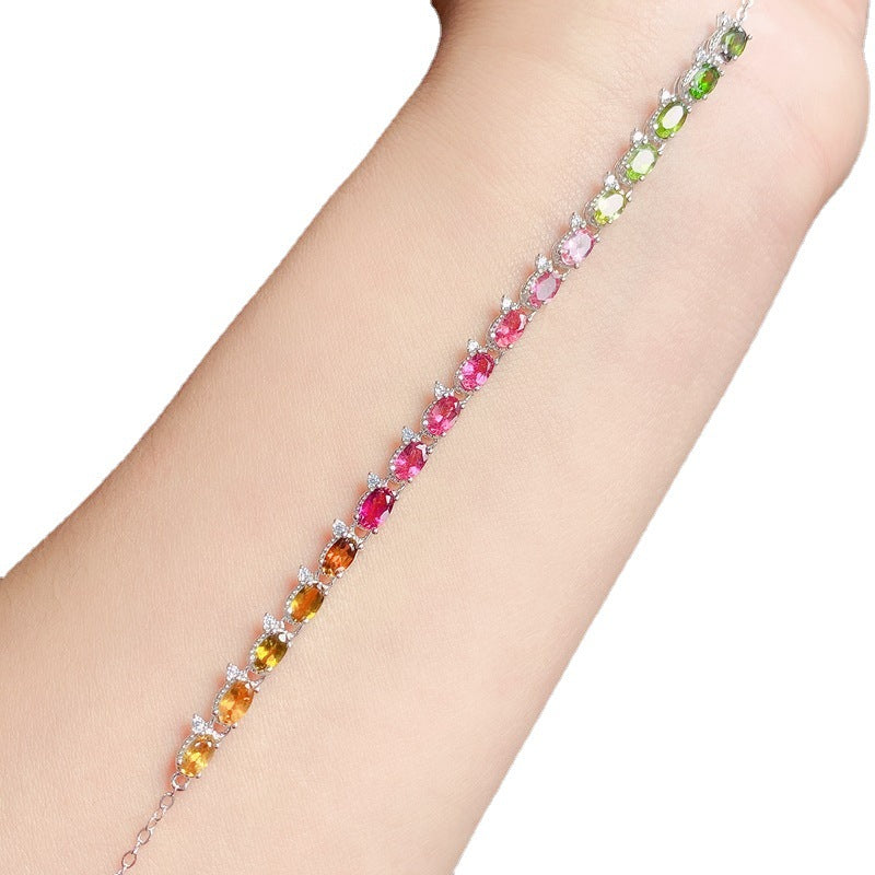 Tourmaline — 925 Silver Natural Tourmaline Bracelet