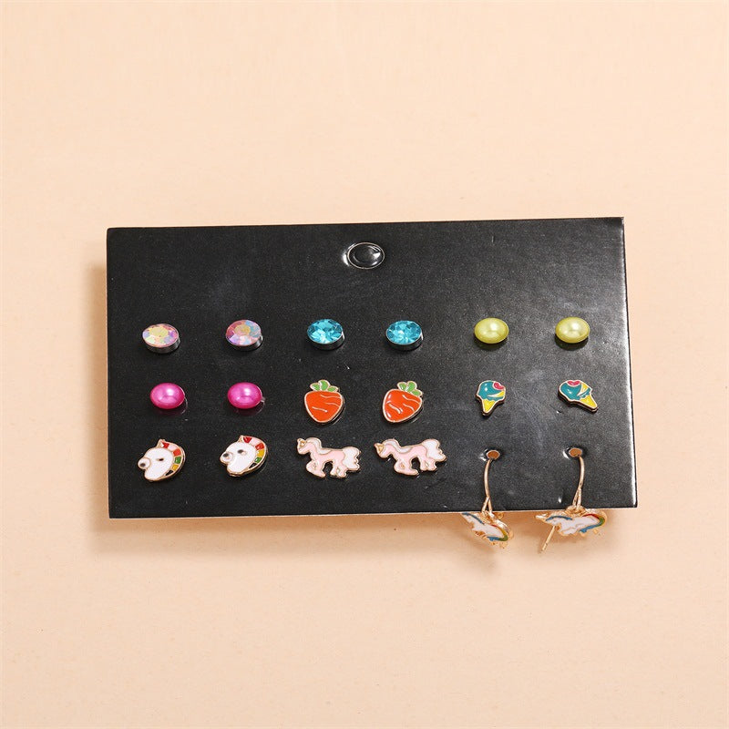 Fraise — 9-Piece Fruit & Love Earring Collection