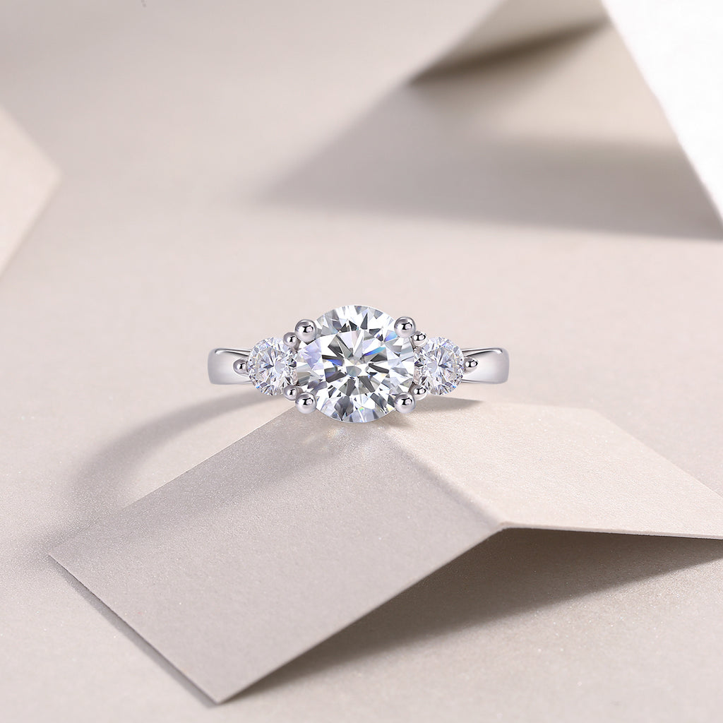 Three Reincarnations Engagement Ring | 2-Carat Moissanite | S925 Silver & Gold