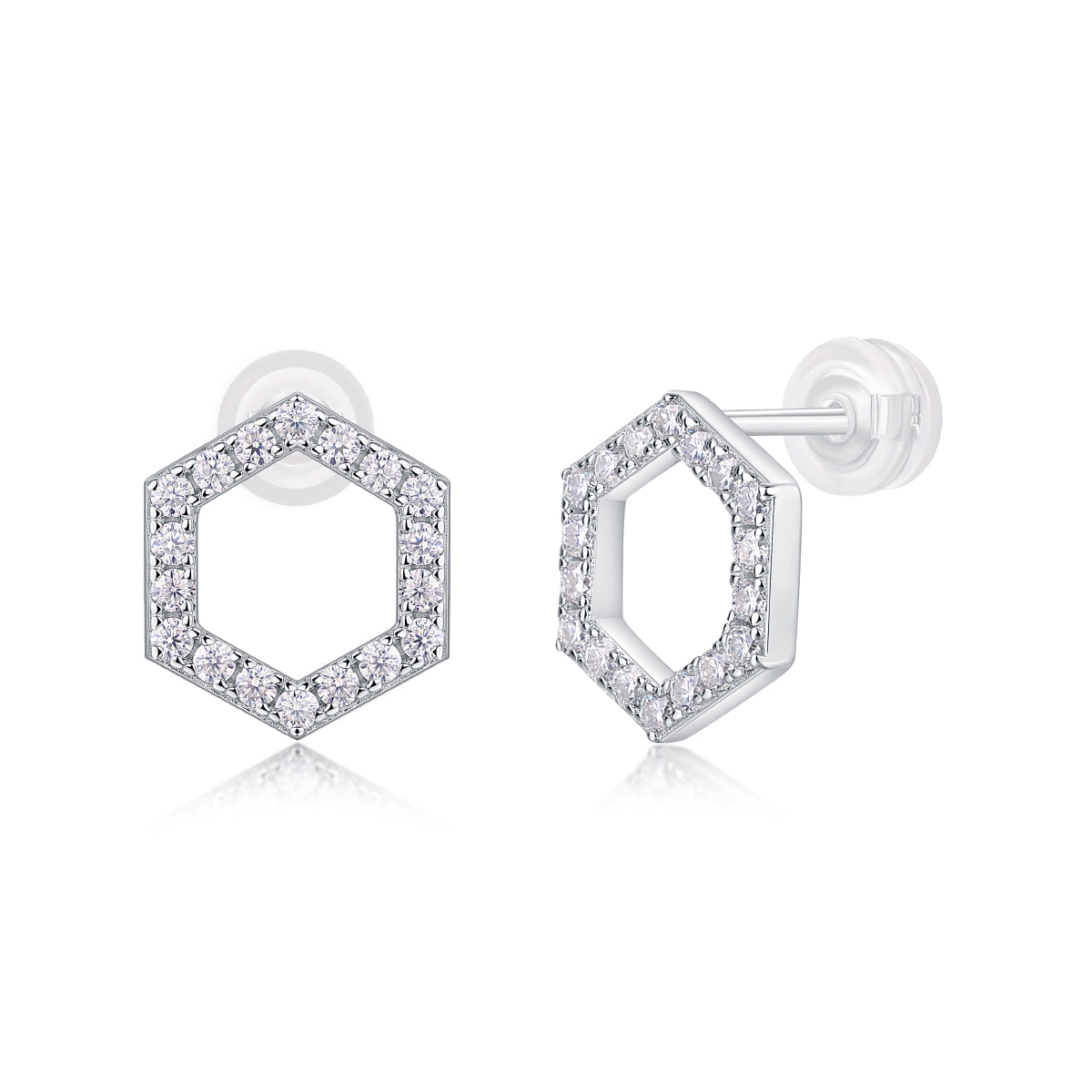 Moissanite Stud Earrings — S925 Silver with Platinum Coating