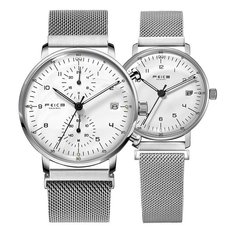 Luxury Couple Watch Set — Japanese Movement & Leather Strap