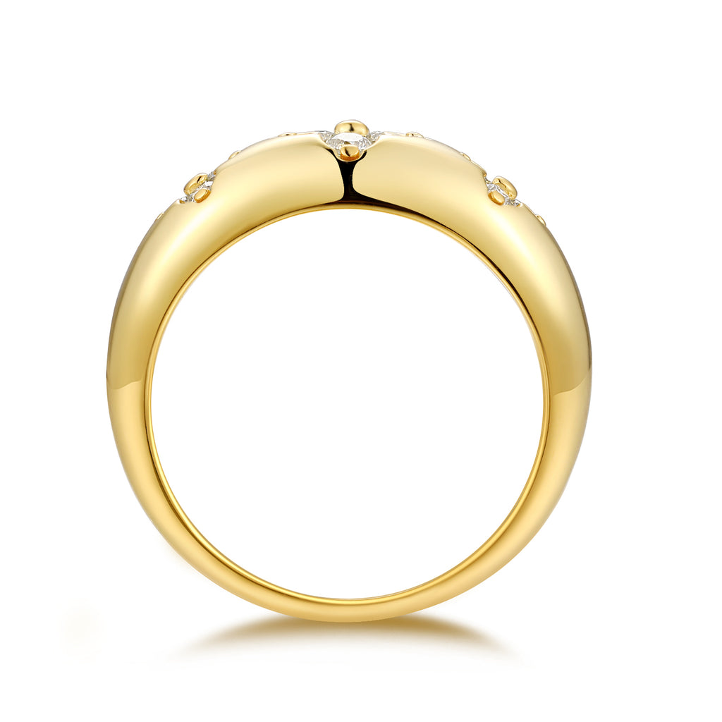 Hyacinth Moissanite Ring – Platinum-Plated Silver | Frosted & Mirror Finish