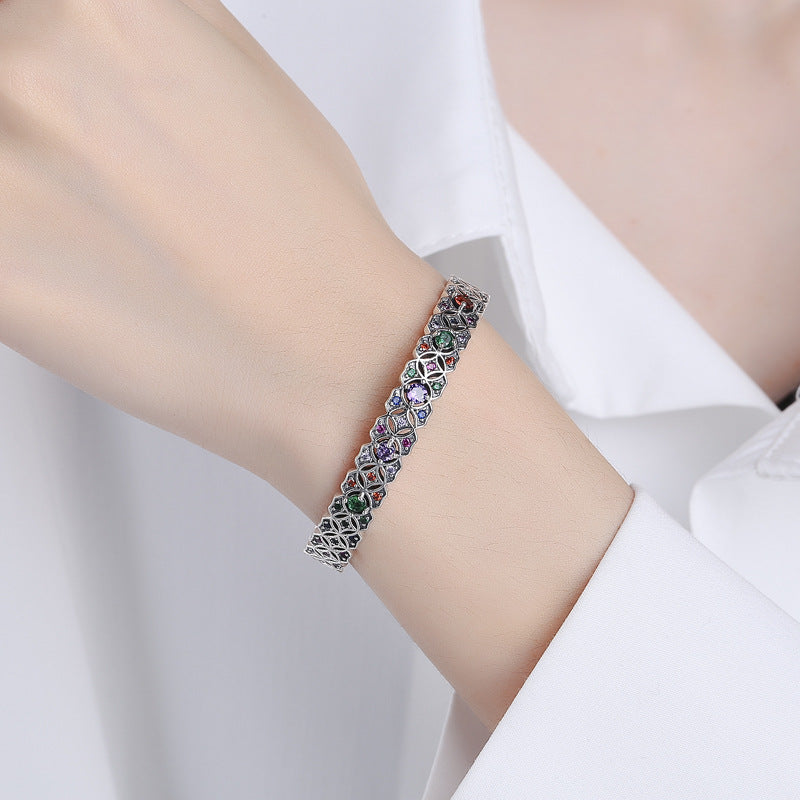 925 Silver Minority Totem Retro Hollow Pattern Luxury Bracelet
