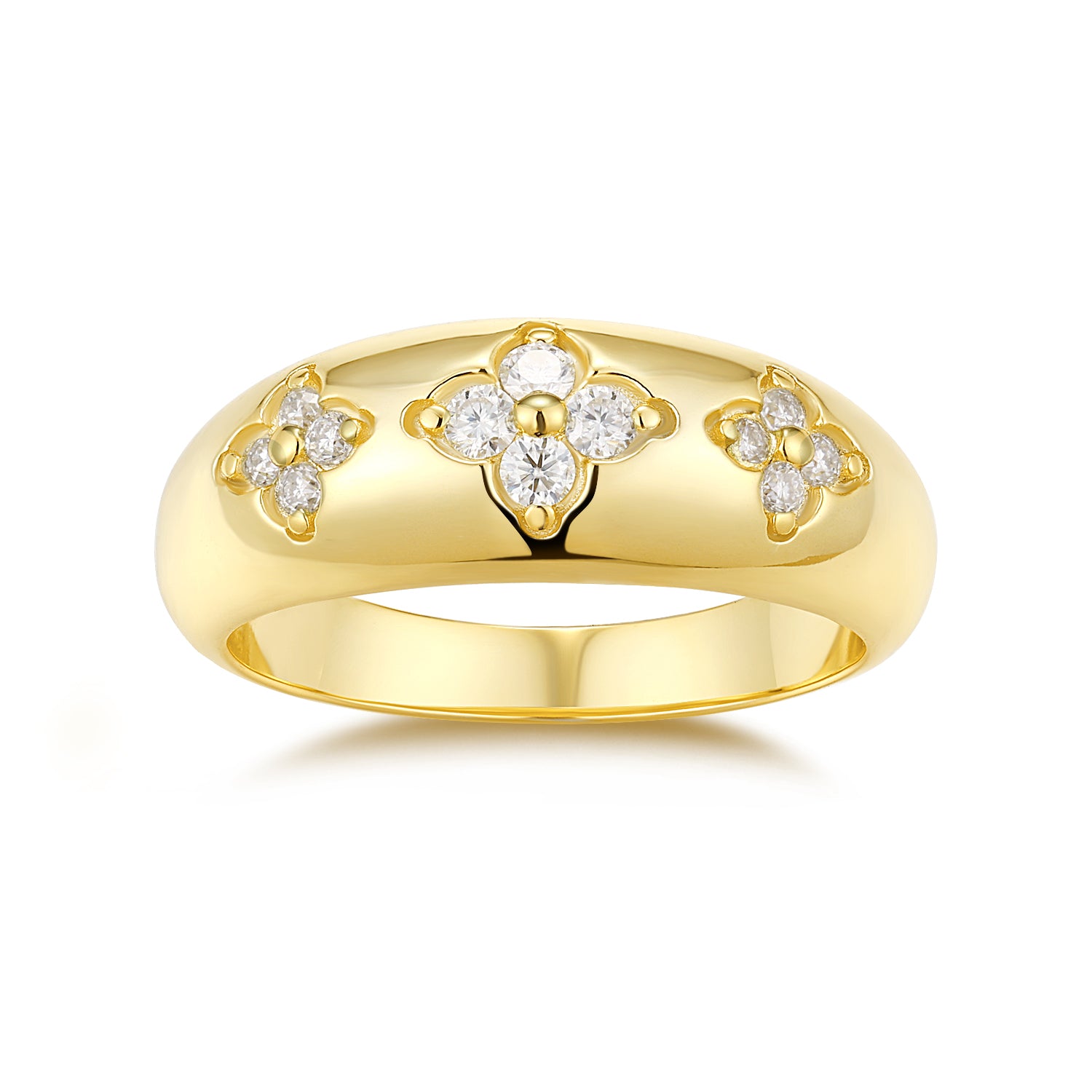 Hyacinth Moissanite Ring – Platinum-Plated Silver | Frosted & Mirror Finish