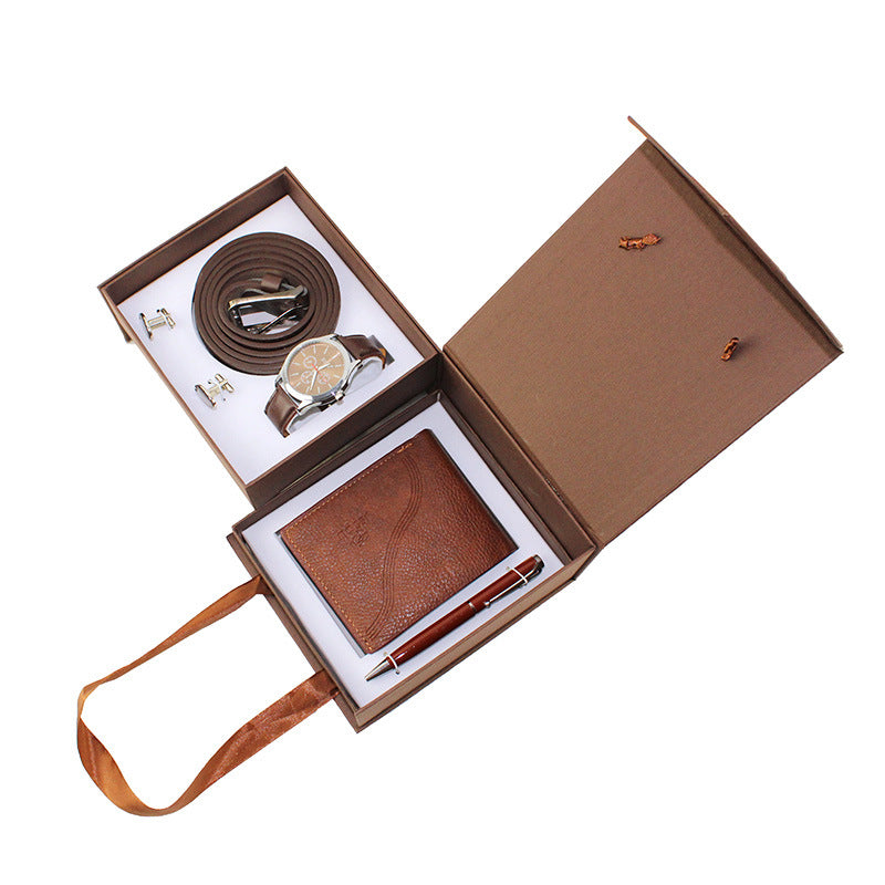 Men's Luxury Gift Set – 5-Piece | Watch, Belt, Wallet, Cufflinks & Pen