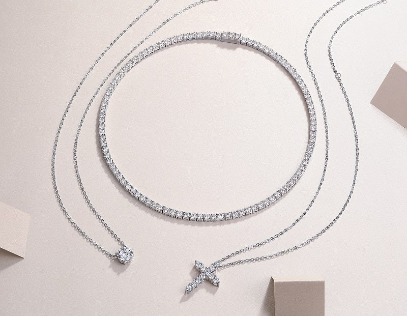 Moissanite Jewelry Set — S925 Silver with Platinum Plating