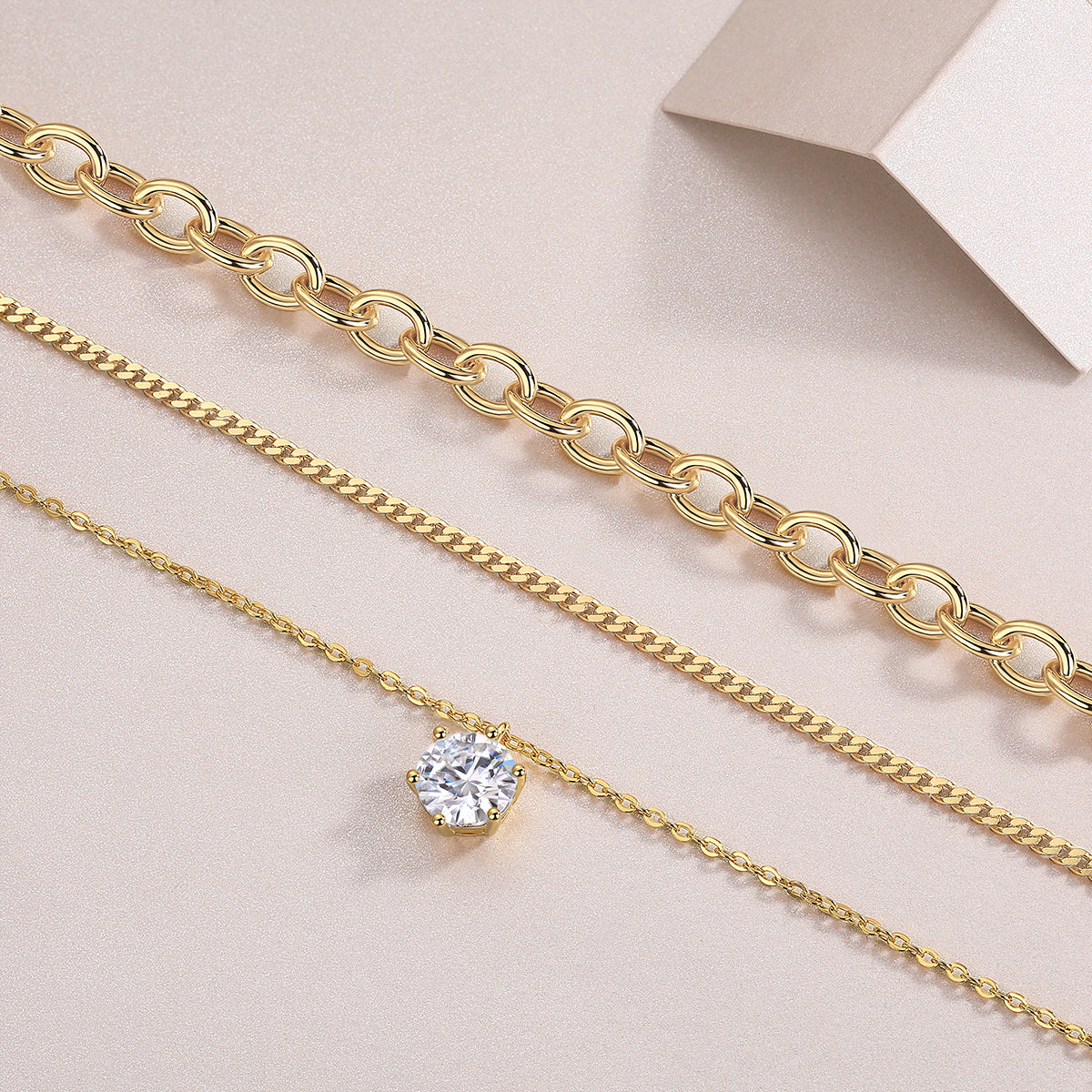 Moissanite Pendant Necklace – 2 Carat | Gold-Plated Sterling Silver