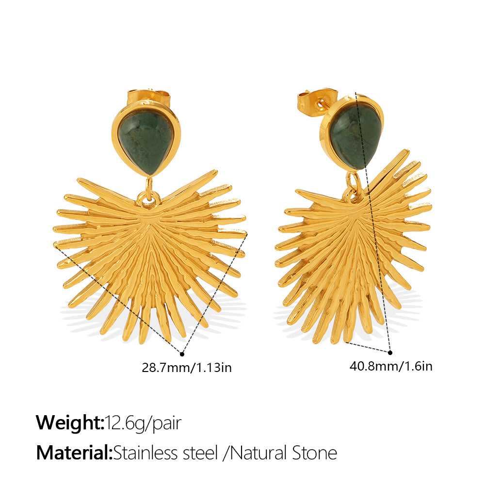Sol — 18K Gold Natural Stone Fan Earrings