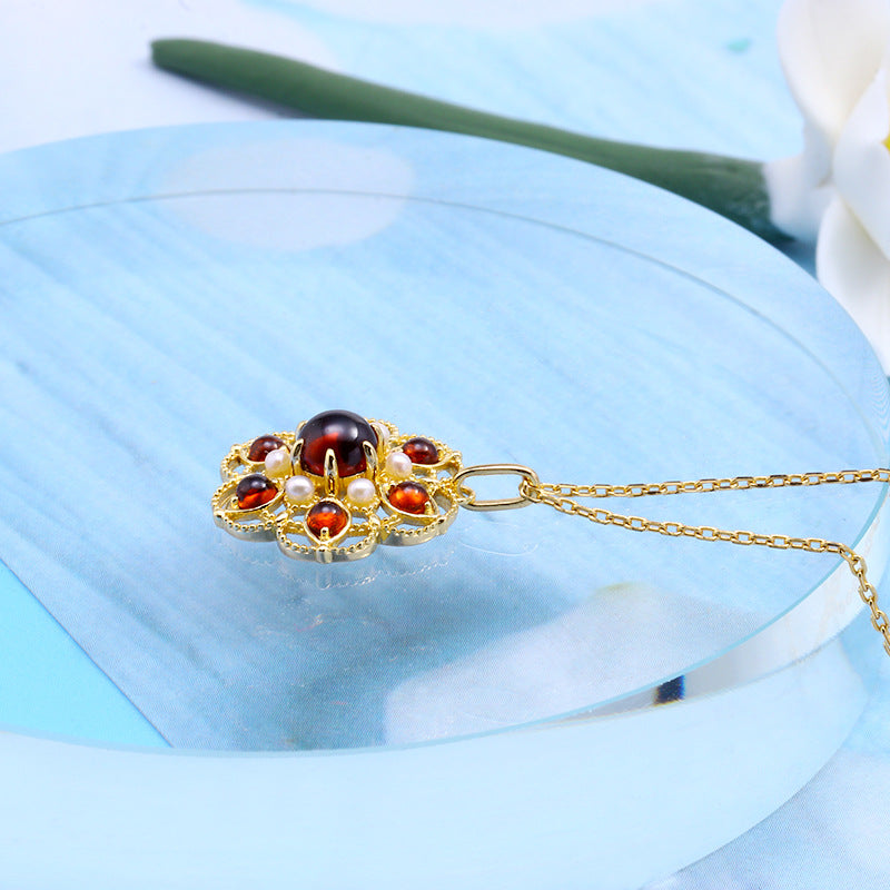 Grenade — 925 Silver Red Pomegranate Pearl Pendant