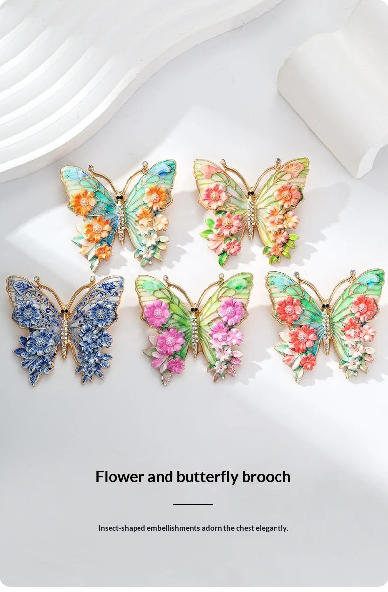 Diamond-Set Butterfly Brooch — Enamel Luxury Pin