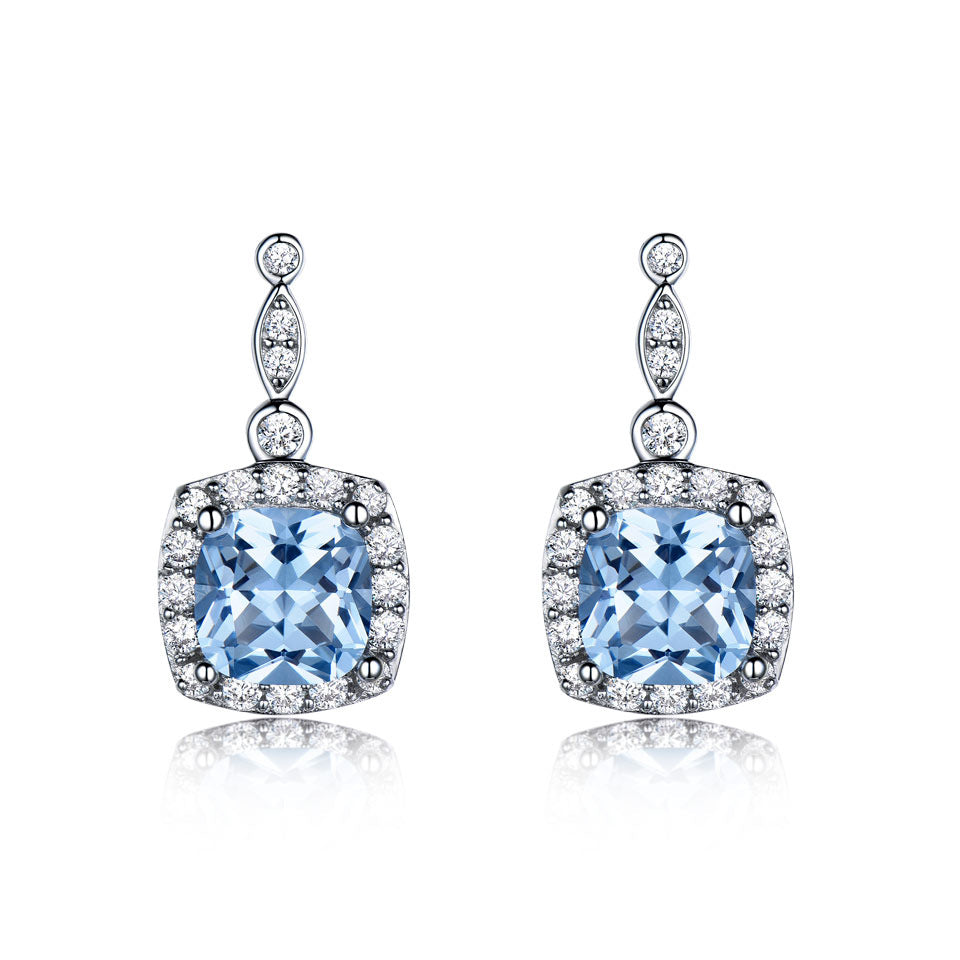 925 Silver Sky Blue Topaz Jewelry — Necklace, Earrings & Bracelet