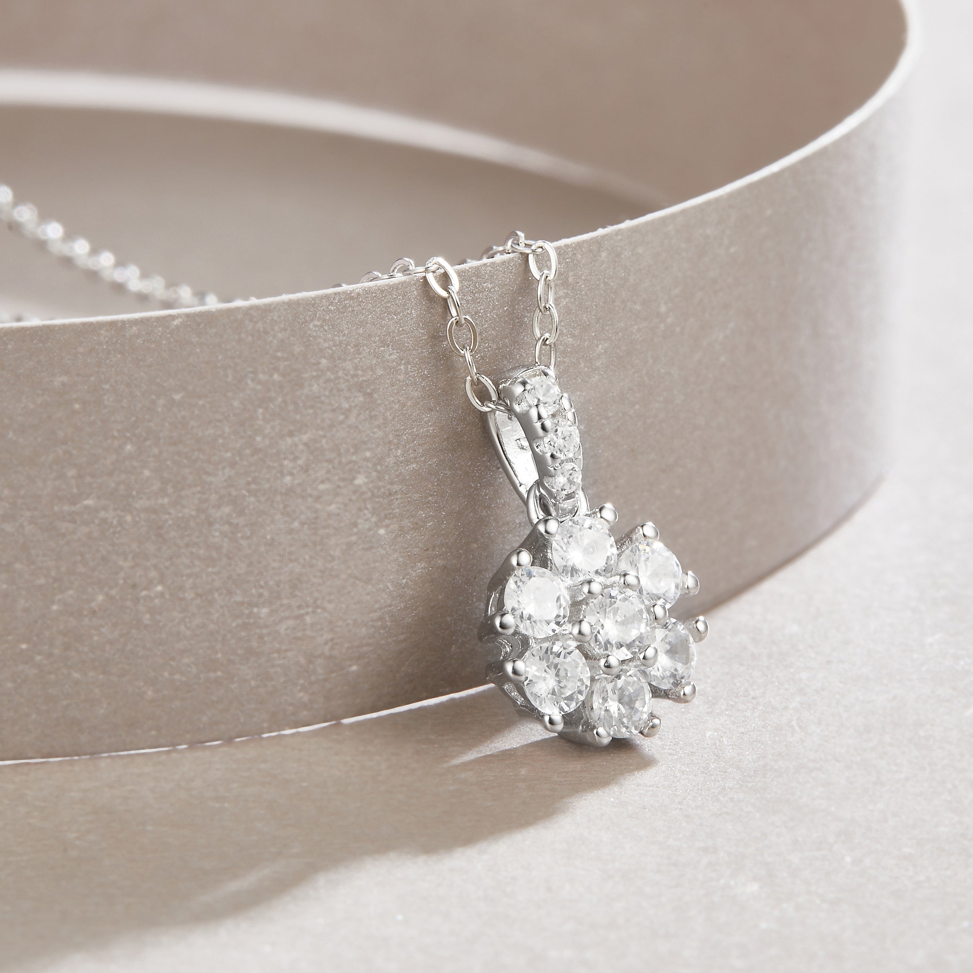 Snowflake Dance – Moissanite Pendant Necklace | Platinum-Plated Sterling Silver
