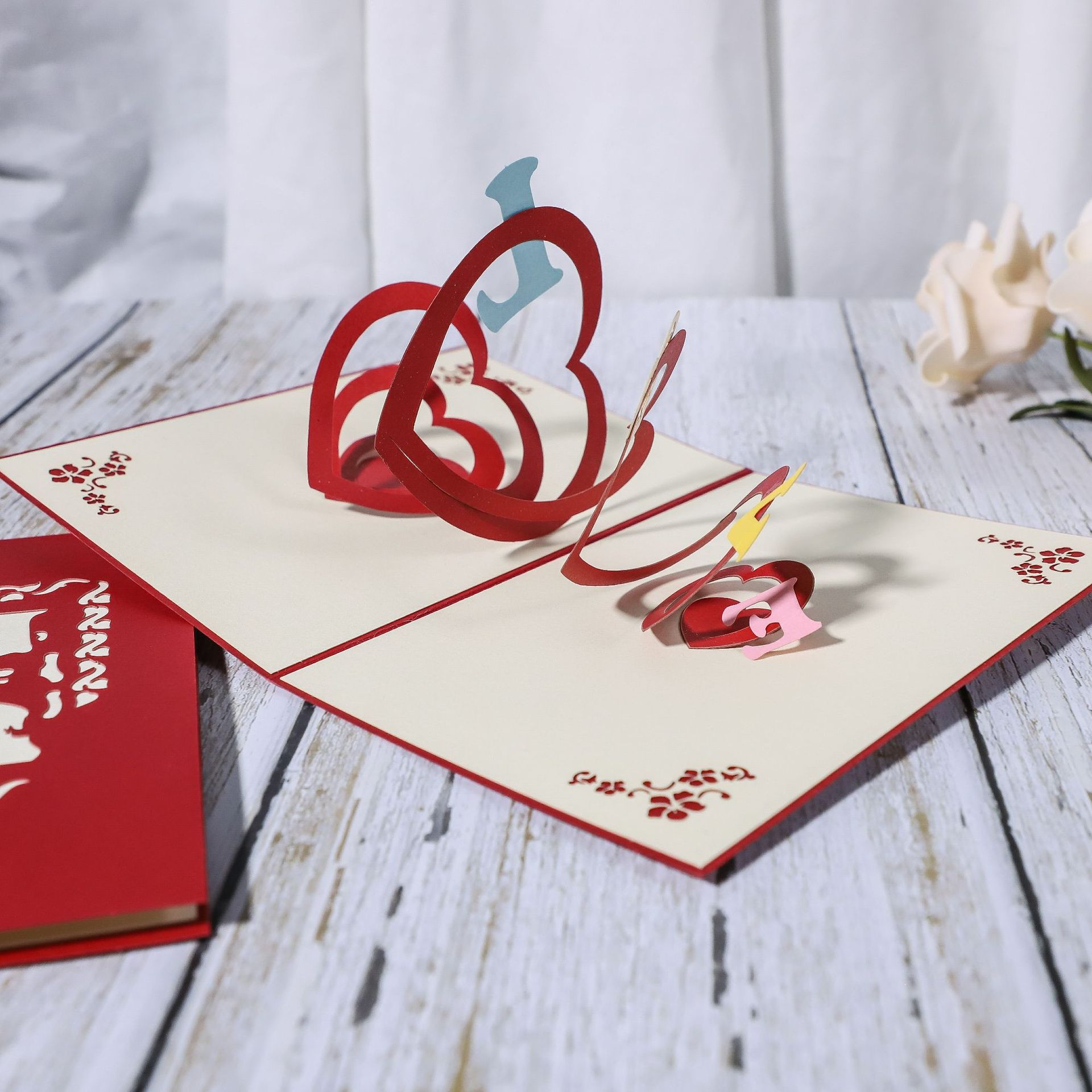 Luxury 3D Laser-Cut Love Greeting Card — Handcrafted Pop-Up Design
